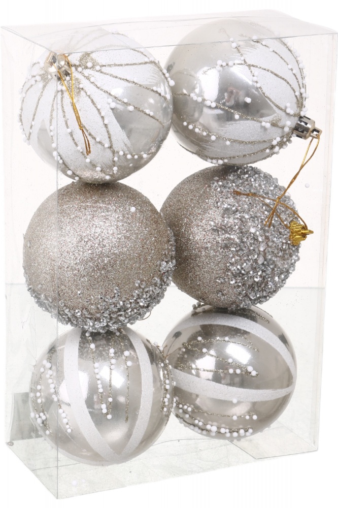 Набор елочных шаров T23-08C d 80 мм 6 шт./уп.