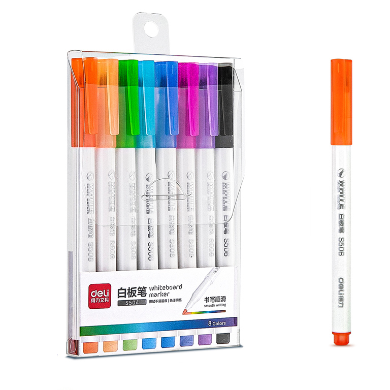 Маркер для білої дошки Deli S504 8 кольорів кулевидний 1 мм мульті