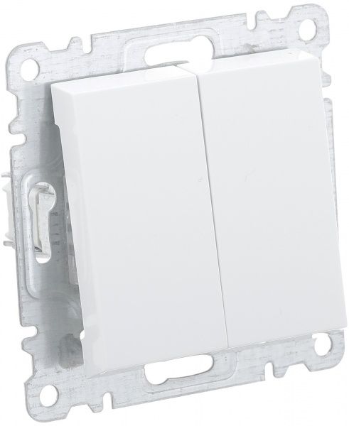 Механизм выключателя двухклавишный Makel Karea без подсветки 10 А 220В белый