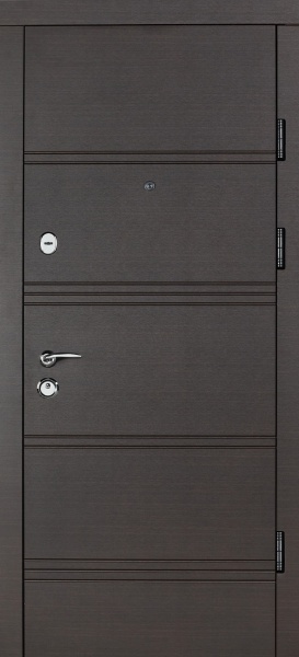 Дверь входная Revolut Doors В-413 модель 163 венге горизонт темный / дуб пломбир горизонт 2040x940 мм правая