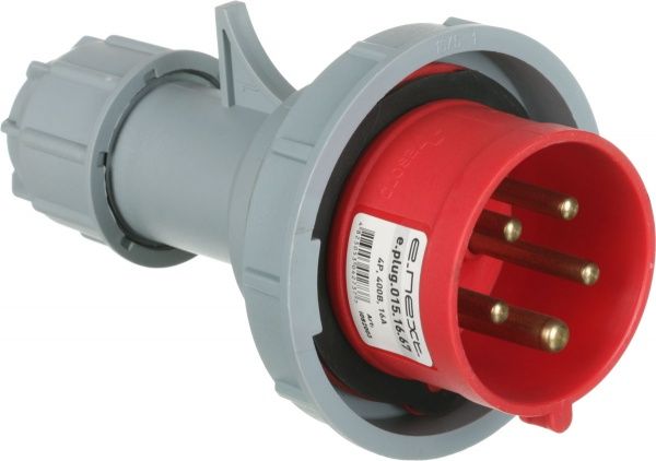 Розетка силовая переносная с заземлением E.NEXT e.plug.015.16.67, 5п., 400В, 16А, IP 67 серый с красным i082003