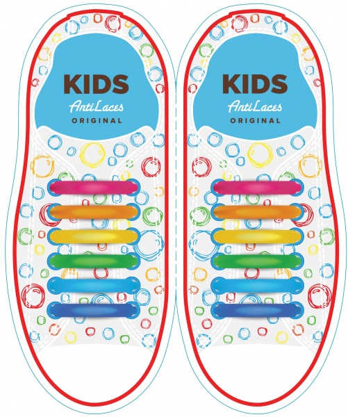 Шнурки силиконовые AntiLaces Kids 38 мм 12 шт. разноцветный