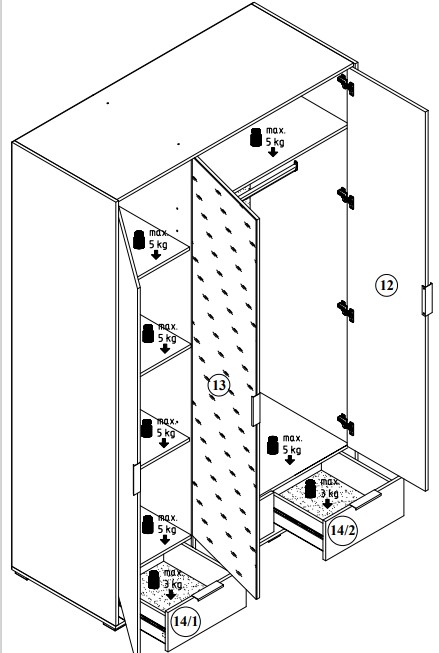 Шафа Світ Меблів Каміла 3Д3 графіт 2200х1425х610 мм графіт