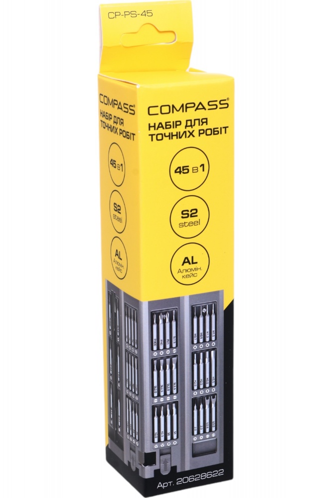 Набор бит и отвертка Compass для точных работ 45 в 1 CP-PS-45