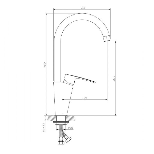 Змішувач для кухні Imprese Kveta 55490