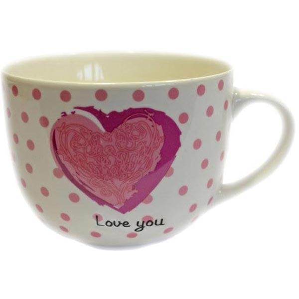 Кружка порцелянова I love you рожева 520 мл