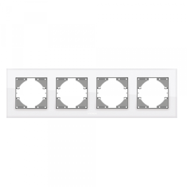Рамка чотиримісна Videx Binera горизонтальна біле скло VF-BNFRG4H-W