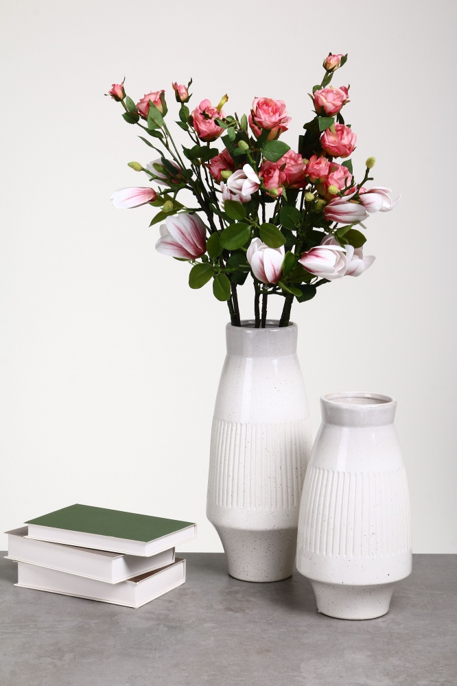 Ваза керамическая Pinsung Ceramics Boko 35,5 см бело-серый градиент PS33351