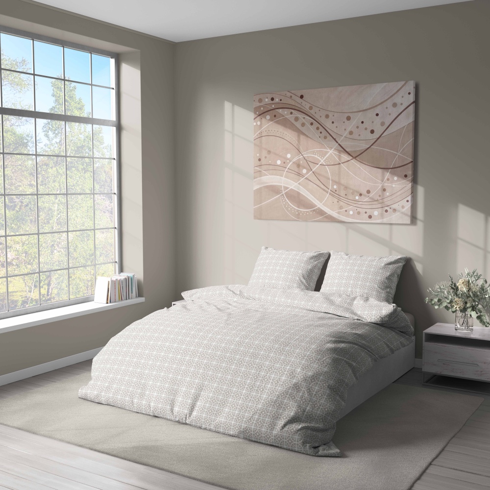 Комплект постельного белья MOSAIC VIBE 2,0 серый с зеленым UP! (Underprice)