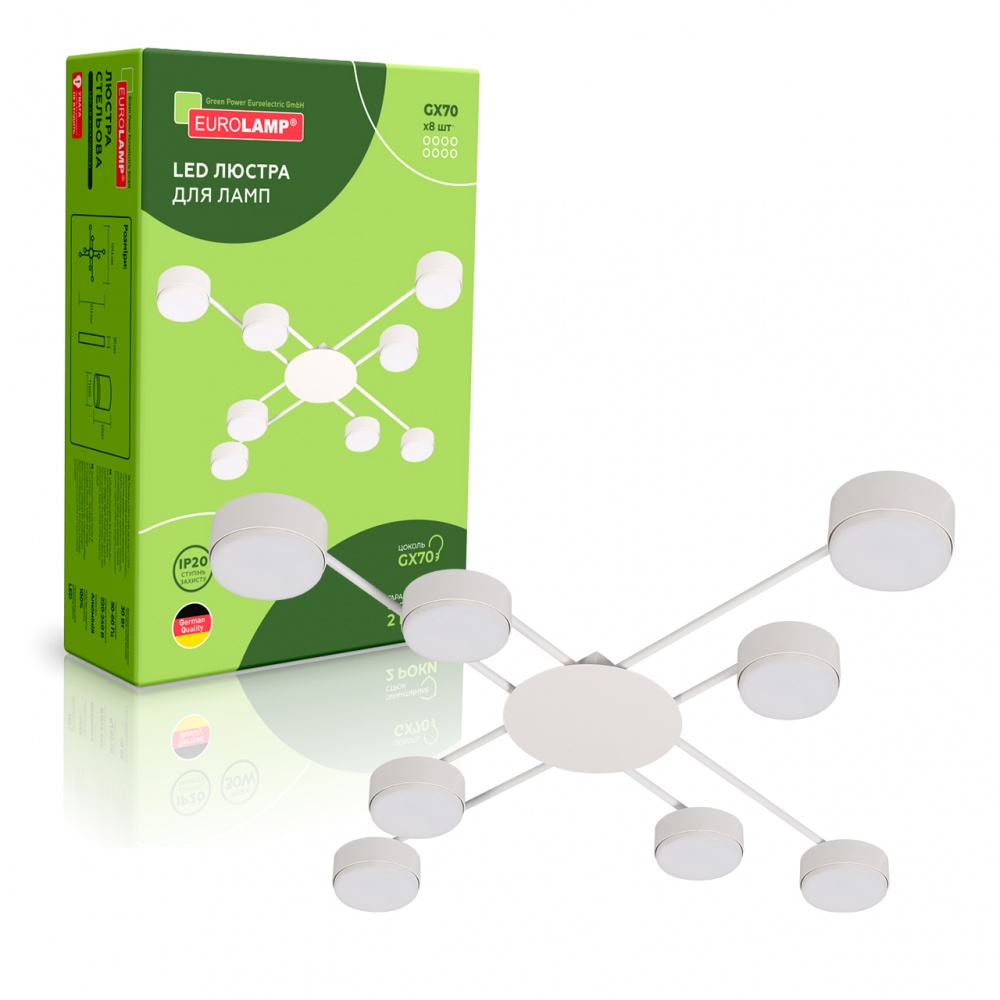 Люстра стельова Eurolamp Iron Glow 8xGX70 білий LED-LR-8хGX70(white)