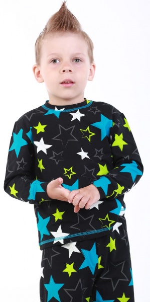 Пижама детская унисекс Beezy в разноцветные звезды р.86 черный 0218 