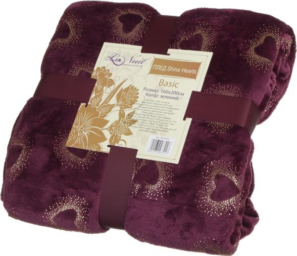 Плед Basic Shine Hearts 160x200 см Бордо La Nuit 