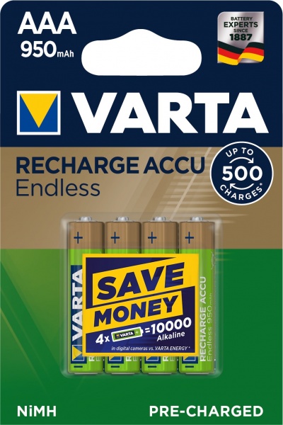 Аккумулятор Varta Accu Endless 500 Cycles 950mAh BLI AAA (R03, 286) 4 шт. (56683101404) 