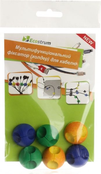 Набор фиксаторов универсальных Ecostrum для кабеля желтые/зеленые/синие по 2 шт. 003F