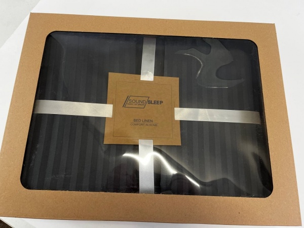 Комплект постільної білизни Stripe 2.0 темно-сірий SoundSleep 