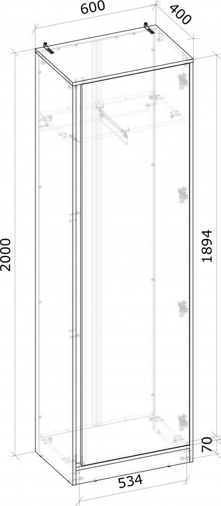 Шкаф для одежды Грейд Ален 2000х600х400 мм графит