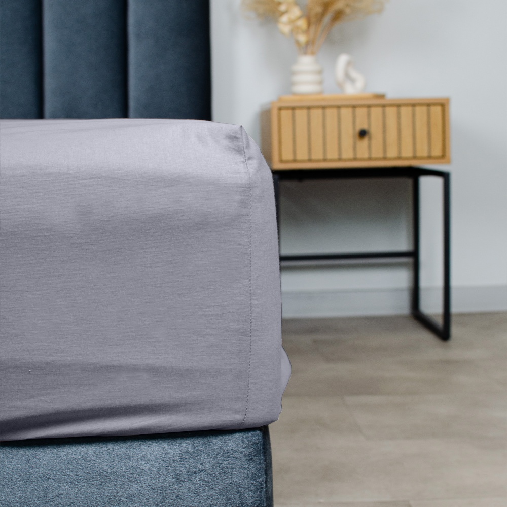 Простынь на резинке Моно 180x200 см серый