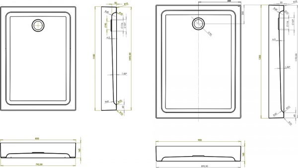 Поддон душевой Ravak Modena 120x90x16 см с сифоном BASIC-90