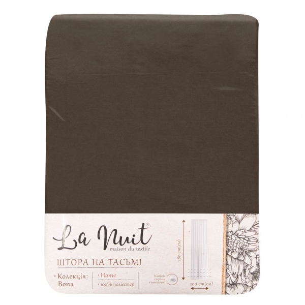 Штора BONA 150х280 шоколадный La Nuit