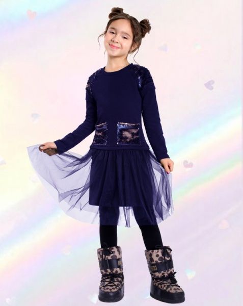 Платье PURPURINO р.134 темно-синий 5047/134 