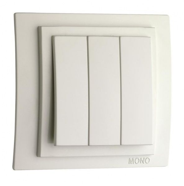 Вимикач триклавішний Mono Larissa без підсвітки 10 А 250В білий 103-191922-114