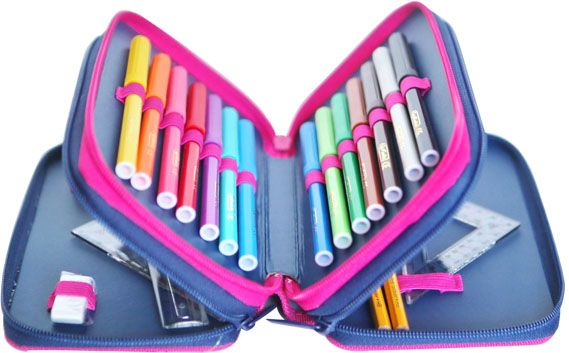 Пенал 31 предмет Triple Heartbeat 50021055 Herlitz синий