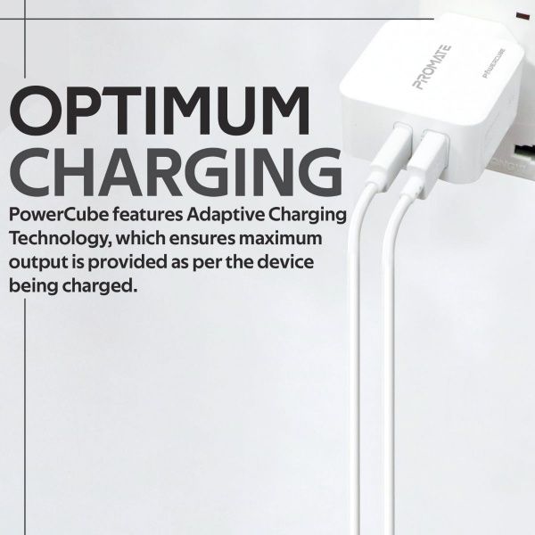 Зарядное устройство Promate PowerCube 36Вт Type-C PD + USB QC3.0 (powercube.white) 