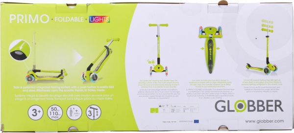 Самокат Globber Primo Foldable Lights зеленый 432-106-2 