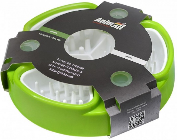 Миска-игрушка AnimAll интерактивная 0242 для медленного питания зеленая/белая (6914068020242)