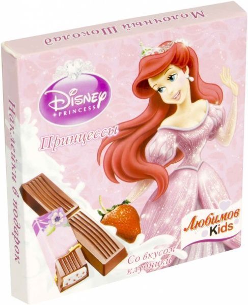 Молочный шоколад Любимов Disney с клубничной начинкой 50 г 