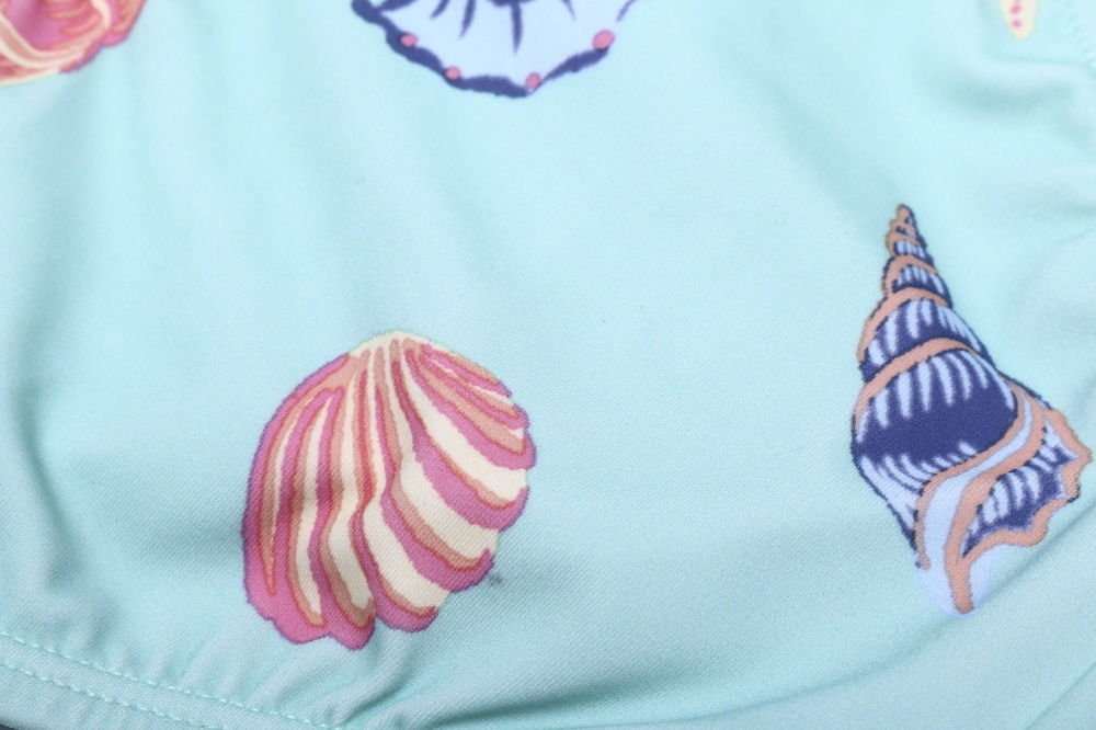 Купальник для девочек HW 25ENGL1 р.110-116 голубой с принтом