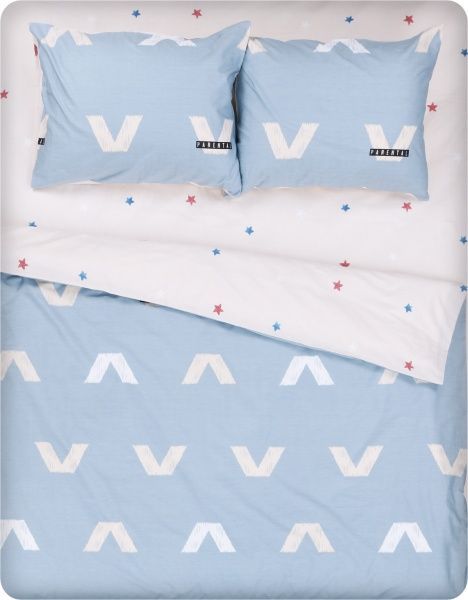 Комплект постельного белья Stars on beige 2 голубой с белым 