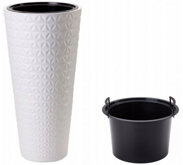 Горщик пластиковий Form Plastic Діамант Слім-40 круглий 63л білий (2950-011) 