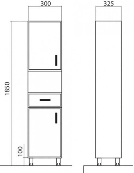 Пенал напольный Aqua Rodos Декор правосторонний