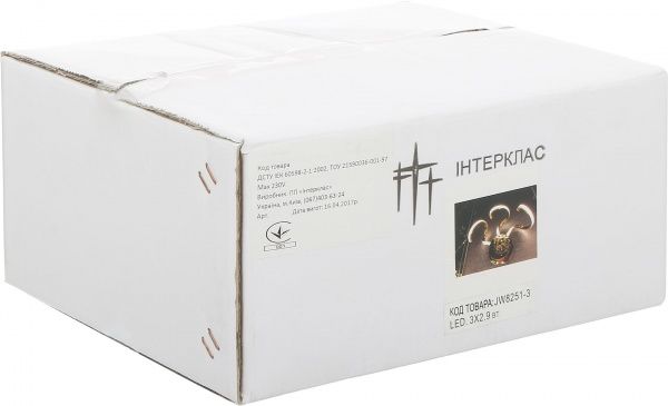 Бра Интеркласс НББ 01-3хХХ-100 9 Вт серебряный JW8251-3 