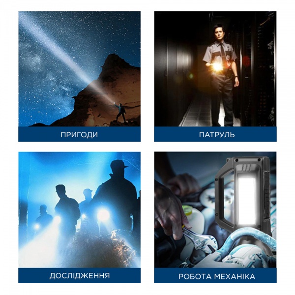 Фонарь поисковый Quantum QM-FL1063 Tracker 3W LED+COB с функцией Power Bank черный