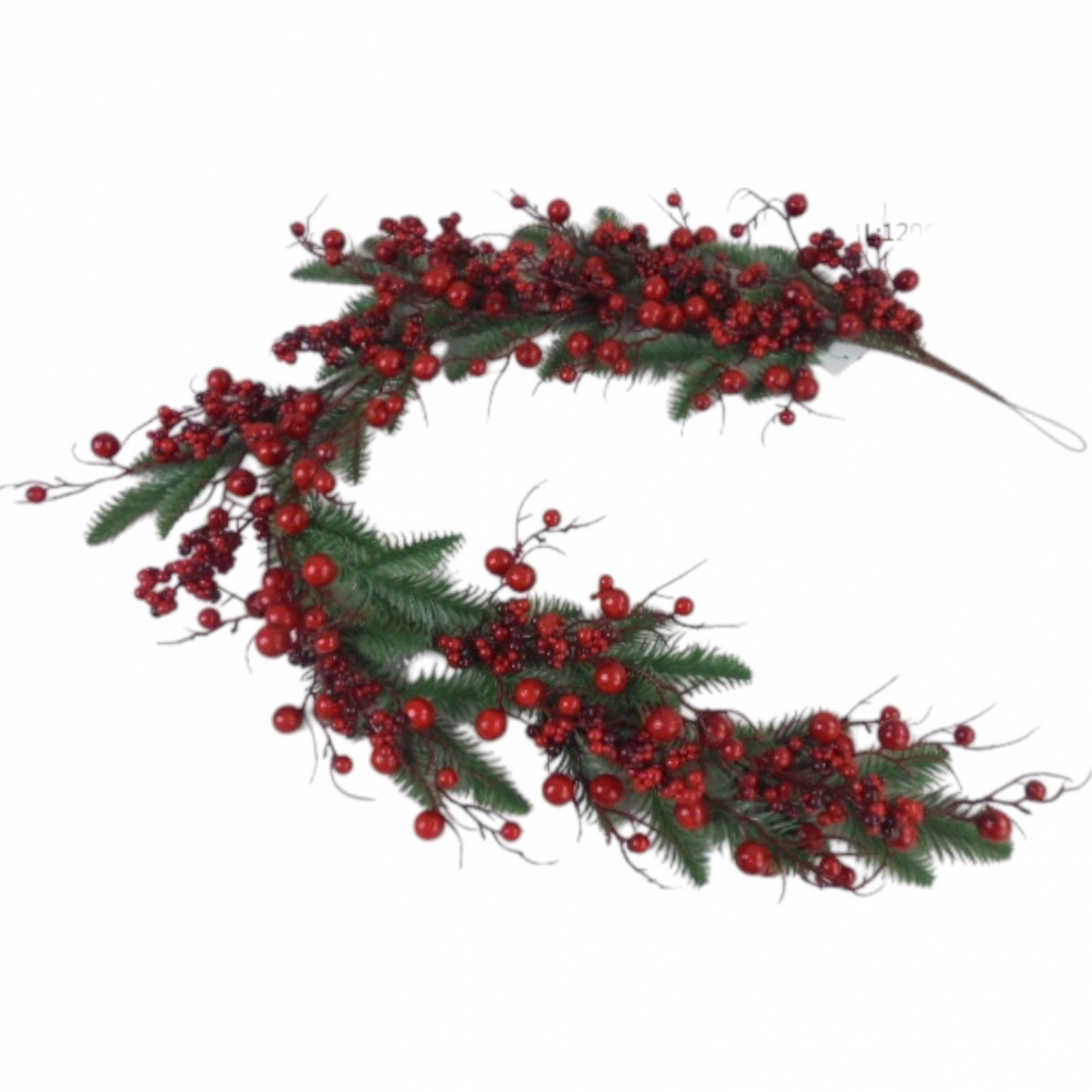 Искусственная елка хвойная с обильными красными ягодами 120 см красный