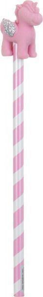 Карандаш чернографитный с ластиком Единорог с крыльями розовый