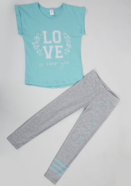 Комплект для дівчаток Roksana Active р.116-122 бірюзовий-сірий №0020/12143 