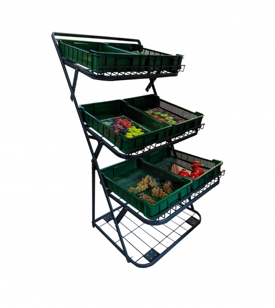 Стеллаж торговый овощной на колесах H165/L80/D100 см Тип-7 (графит)