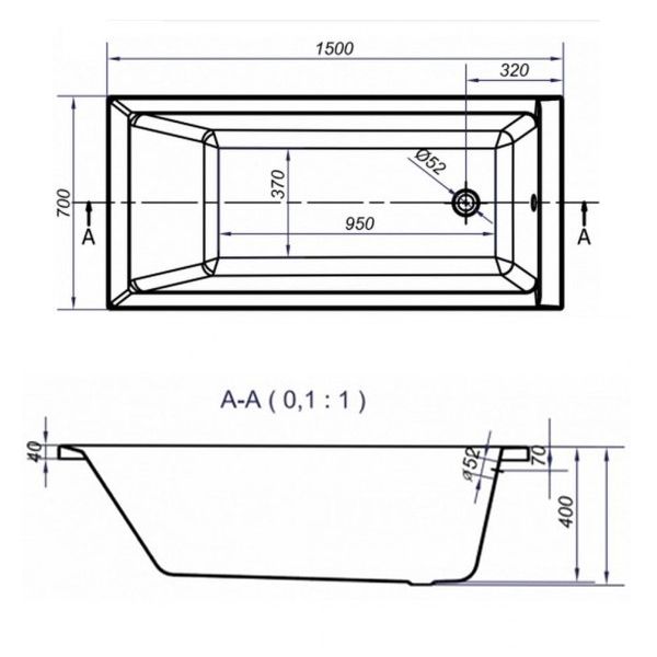 Ванна акрилова Cersanit Balinea 150x70 з ніжками і кріпленням