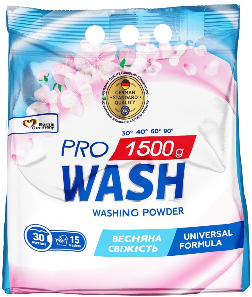 Стиральный порошок для машинной и ручной стирки Wash&Free Весенняя свежесть универсальный 1,5 кг