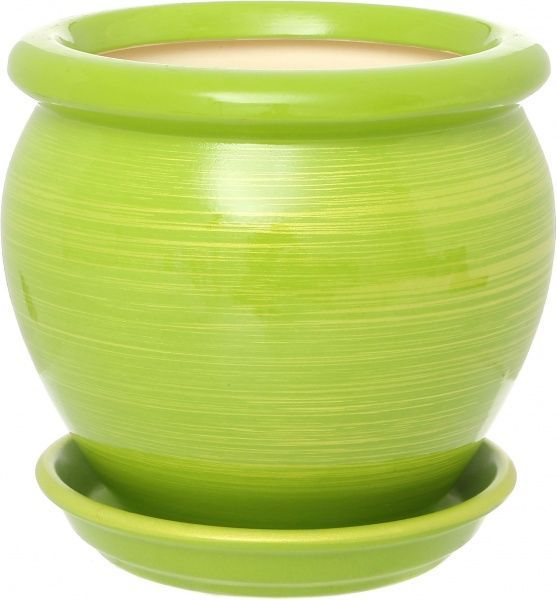 Горшок Ориана-Запорожкерамика Вьетнам №4 глянец круглый 1,5л салатовый с золотым (011-4-122) 