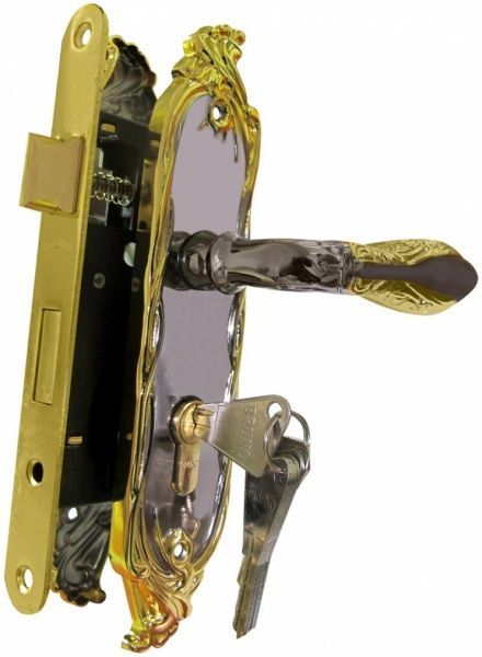 Замок врезной с ручками AC-46Y55 PZ 55 мм золотой