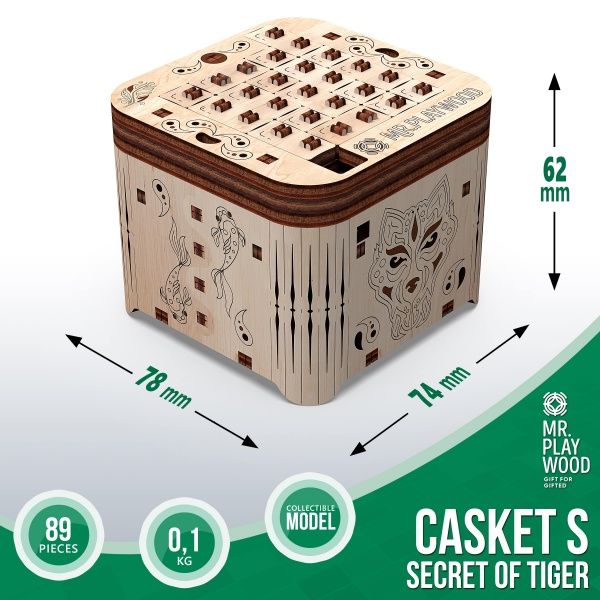 Деревянный 3D-конструктор Mr.Playwood шкатулка «Тайна тигра» 10606