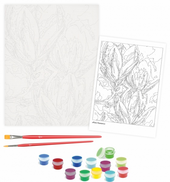 Набор, техника акриловая живопись по номерам Pink Flowers 35х45 см Rosa Start 