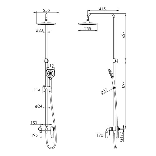 Душевая система Imprese t03000701AB
