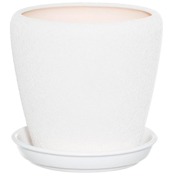 Горщик керамічний Оріана-Запоріжкераміка Грація №3 шовк білий круглий 2,3л білий 