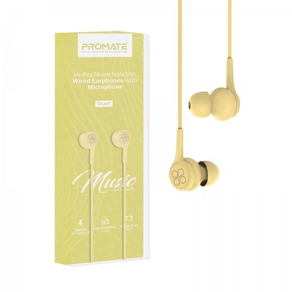 Навушники Promate Duet yellow (duet.yellow) 