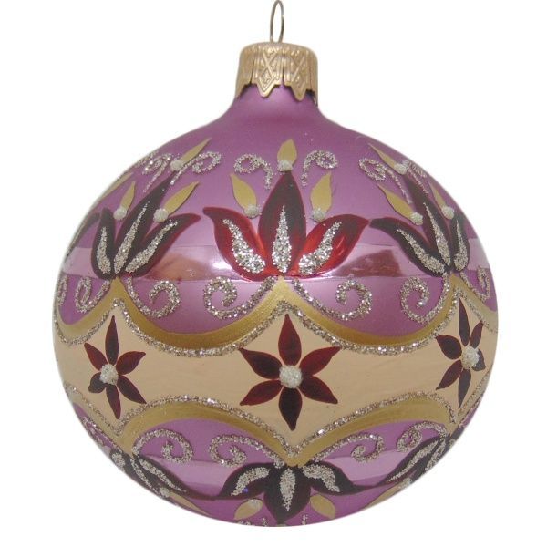 Шар новогодний d80 фиолетовый с бежевым 